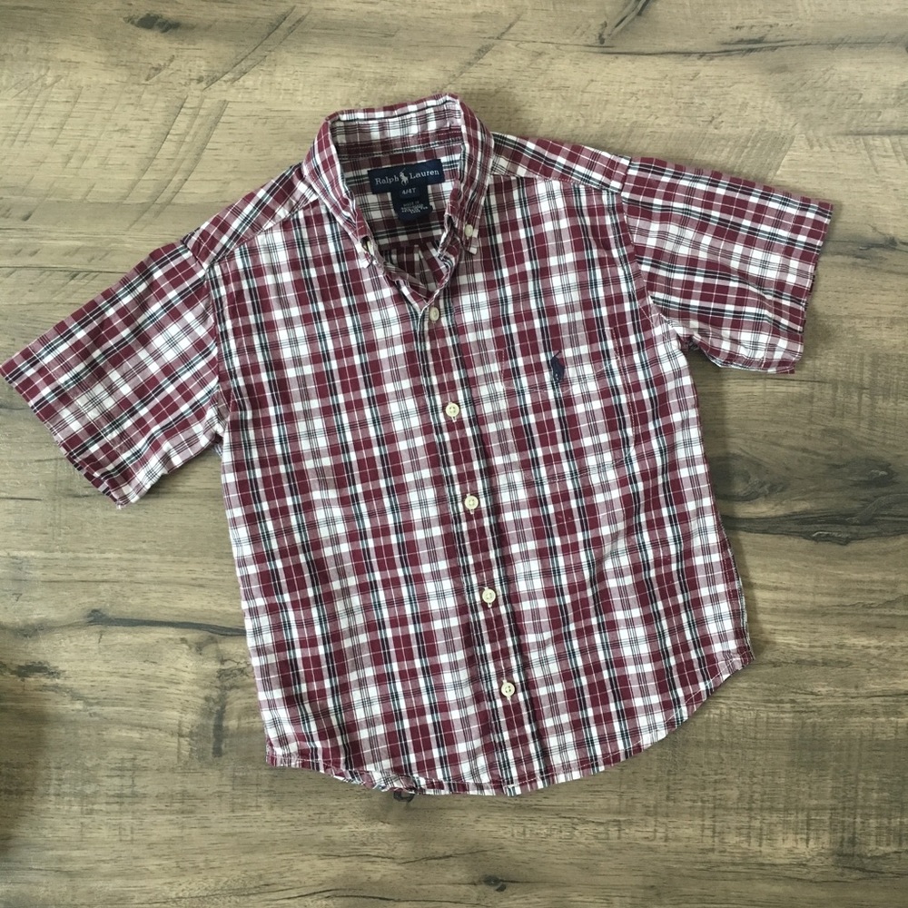 Ralph Lauren 4t button down polo red white black
